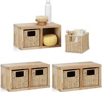 relaxdays 3 x noyer Étagère murale petite avec paniers