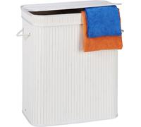 relaxdays 3 x panier à linge en bambou carré blanc