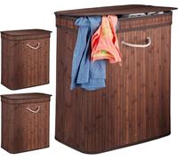 relaxdays 3 x panier à linge en bambou carré marron