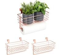 relaxdays 3 x Panier à suspendre avec porte-rouleau de cuisine