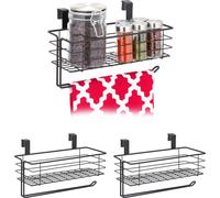 relaxdays 3 x Panier à suspendre avec porte-rouleau de cuisine