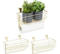 relaxdays 3 x Panier à suspendre avec porte-rouleau de cuisine