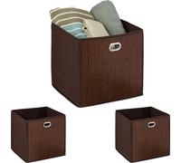 relaxdays 3 x panier de rangement bambou haut marron