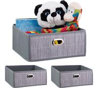 relaxdays 3 x panier de rangement bambou plat gris
