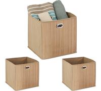 relaxdays 3 x Panier de rangement beige haut