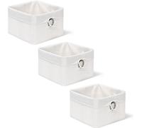 relaxdays 3 x panier de rangement en bambou blanc