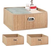 relaxdays 3 x Panier de rangement en bambou plat