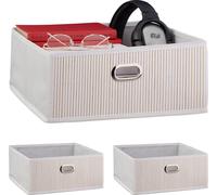 relaxdays 3 x panier de rangement en bambou plat blanc