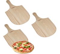 relaxdays 3 x Pelle à pizza en bois