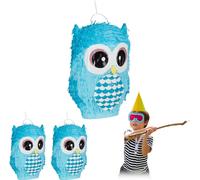 relaxdays 3 x Pinata hibou bleu