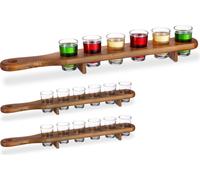 relaxdays 3 x planches à liqueur en bois avec 6 verres chacune