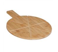 Relaxdays 3 x Planches à Pizza en Bambou, Ø 30 cm, Planches de Service pour Fromage, Pizza et Fruits, avec poignée, Naturelles