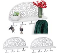 relaxdays 3 x portemanteau mural avec étagère blanc