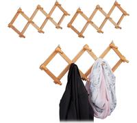 relaxdays 3 x portemanteau mural en bois naturel pliable