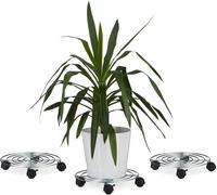 relaxdays 3 x rouleurs de plantes avec frein