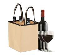 Relaxdays 3 x sacoches à Bouteilles de 9 Bouteilles, Porte-Bouteilles pour vin, bière, Sac à Boissons, HLT 45x24x24 cm, Beige
