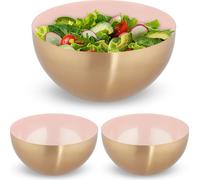relaxdays 3 x saladier en acier inoxydable rose/or