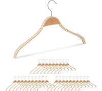 Relaxdays Cintres en Bois, Set de 30, lamelles antidérapantes, Crochet Rotatif 360°, Solide, Chemises, 42 cm, Nature
