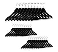 Relaxdays 30 x Cintres en Bois Manteaux Pantalons Robes vêtements 30 pièces Crochet Rotatif 360°, Noir
