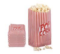 Relaxdays 300 x cornets à pop-corn, rayés, rétro, cinéma, accessoires de soirée, papier, rouge/blanc, en lot