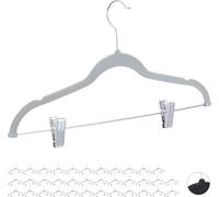 relaxdays 36 x cintres en velours avec clips gris