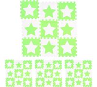 relaxdays 36 x Tapis puzzle étoiles blanc-vert