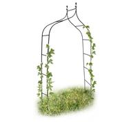 Relaxdays Set de 3 Arches à rosiers courbée avec Pointe, métal 2,4 m, Arceau de Jardin, obélisque, tuteur Plantes grimpantes, Vert