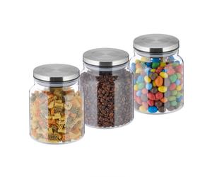 Relaxdays 3x bocaux en verre de 1100 ml