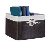 Relaxdays 3x Corbeilles Panier de rangement bambou