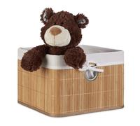 Relaxdays Corbeille, Lot de 3, Panier de Rangement, Housse Amovible, poignée, Boîte étagère Armoire, HxLxP 20 x 31 x 31 cm, Nature