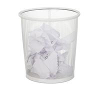 Relaxdays Lot de 3 corbeilles à papier rondes ouvertes en métal pour bureau et chambre d'adolescent Blanc 24 x 23 cm