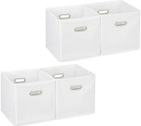 relaxdays 4 x Boîte de rangement en tissu blanc