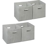 relaxdays 4 x Boîte de rangement en tissu gris