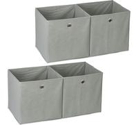 relaxdays 4 x Boîte de rangement en tissu gris