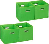 relaxdays 4 x Boîte de rangement en tissu vert