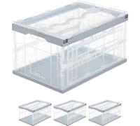 relaxdays 4 x Boîte de transport transparente avec couvercle
