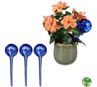 relaxdays 4 x Boule d'arrosage verre bleu