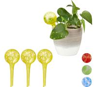 relaxdays 4 x Boule d'arrosage verre jaune
