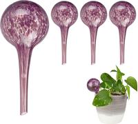 relaxdays 4 x Boule d'arrosage verre lilas