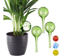 relaxdays 4 x Boule d'arrosage verre vert