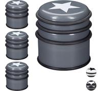 relaxdays 4 x Butoirs de porte avec étoile gris foncé