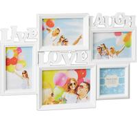 relaxdays 4 x cadres photo Live Love Laugh blanc
