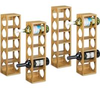 Relaxdays Étagère à vin en Bambou, Lot de 4, 5 emplacements chacune, Bambou, Design Moderne, HLP : env. 53 x 14 x 12 cm, Nature