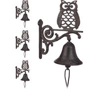 relaxdays 4 x cloche de porte en fonte hibou