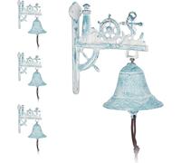 relaxdays 4 x Cloche de porte en fonte maritime