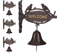 relaxdays 4 x Cloche de porte en fonte WELCOME