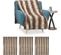 relaxdays 4 x Couverture en fourrure synthétique marron