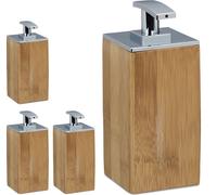relaxdays 4 x Distributeur de savon en bambou
