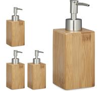 relaxdays 4 x distributeur de savon en bambou carré