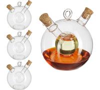 relaxdays 4 x Distributeur de vinaigre et d'huile 2 en 1